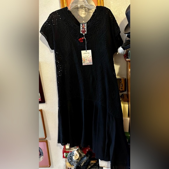 NWT Johnny Was Halfrid Eyelet petite dress with Chiffon Trim - Picture 3 of 8